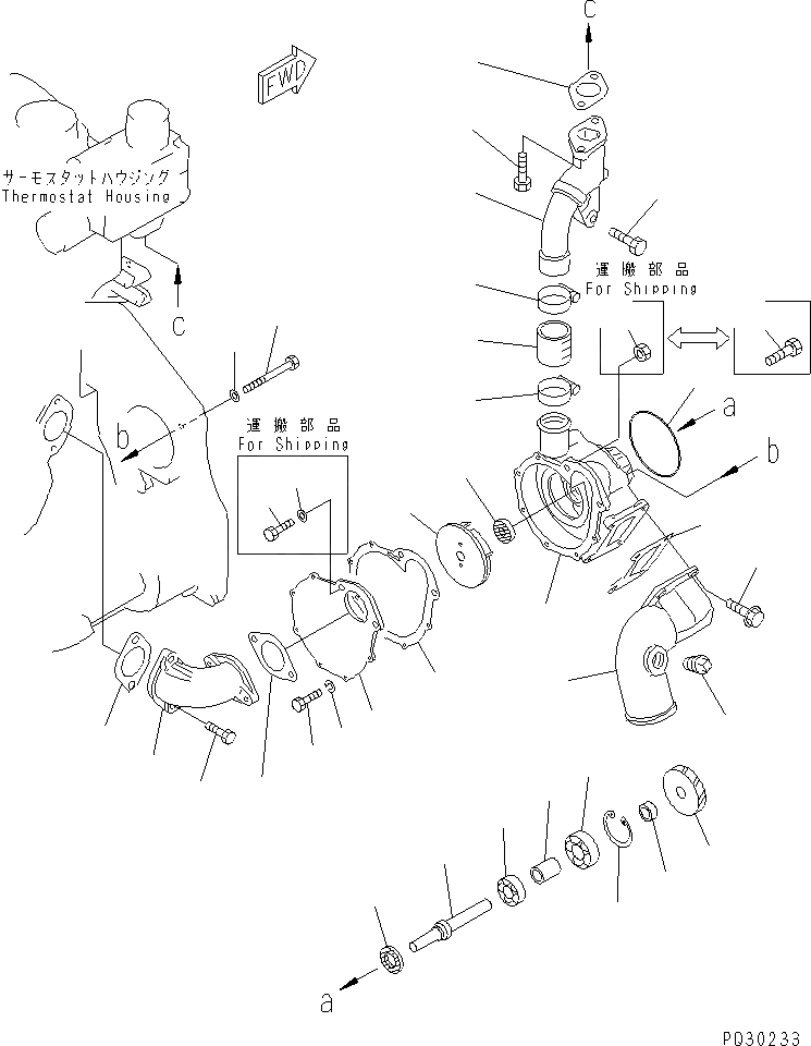 Схема запчастей Komatsu S6D125-1XX-FA - ВОДЯНАЯ ПОМПА И КРЕПЛЕНИЕ(№7-) ДВИГАТЕЛЬ