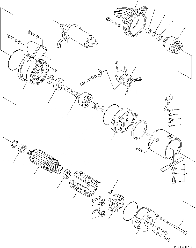 Схема запчастей Komatsu S6D125-1QQ-FA - СТАРТЕР (.KW) (/) (ВНУТР. ЧАСТИ)(№8-) ДВИГАТЕЛЬ