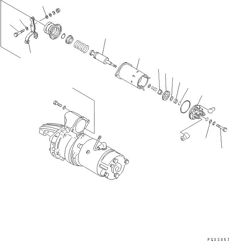 Схема запчастей Komatsu S6D125-1QQ-FA - СТАРТЕР (.KW) (/) (ВНУТР. ЧАСТИ)(№8-) ДВИГАТЕЛЬ