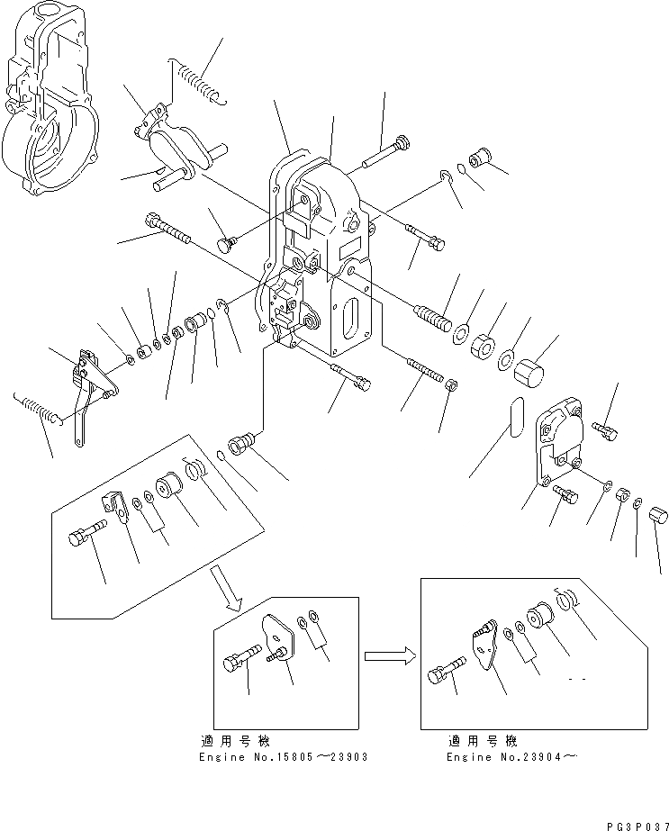 Схема запчастей Komatsu S6D125-1M - ТОПЛ. НАСОС (РЕГУЛЯТОР) (/) ТОПЛИВН. СИСТЕМА