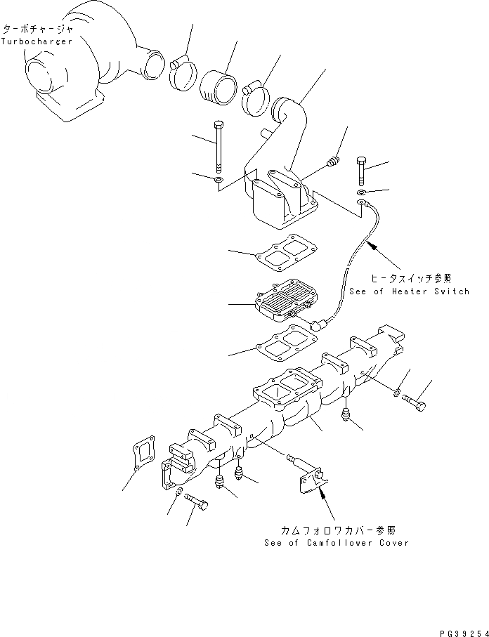 Схема запчастей Komatsu S6D125-1AJ-H - ВПУСК ВОЗДУХА(№7-) ДВИГАТЕЛЬ