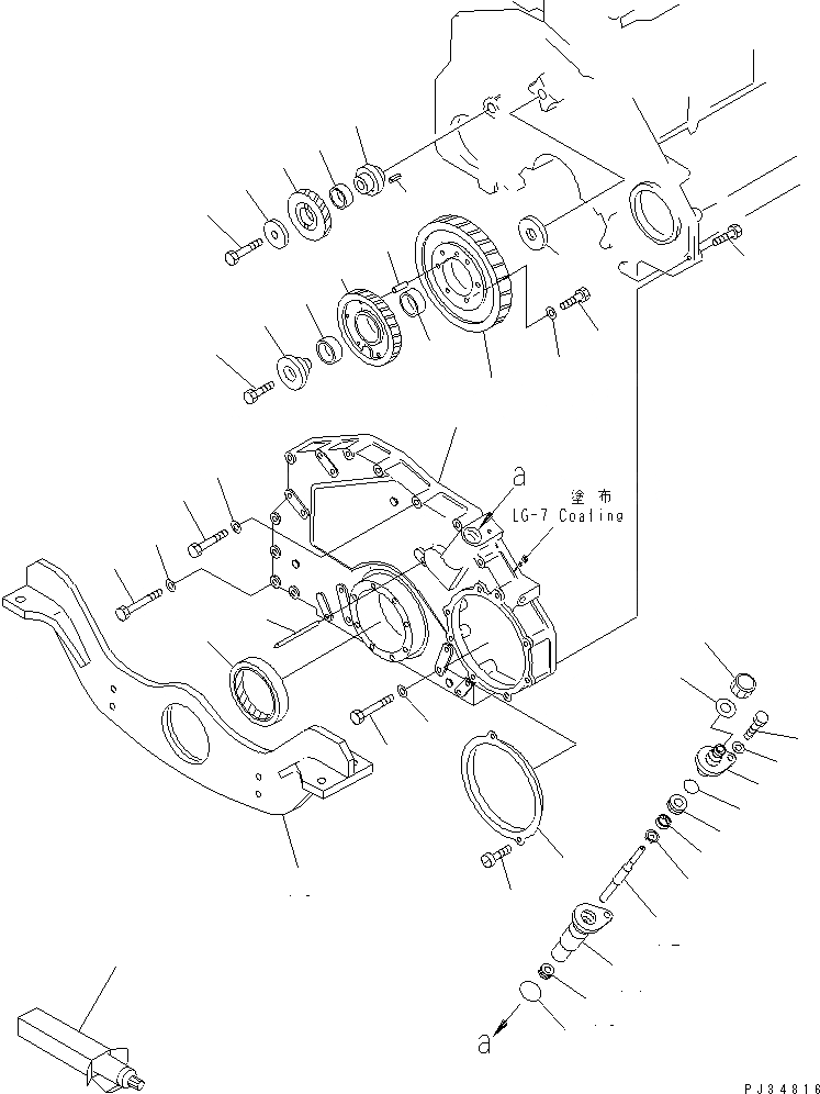 Схема запчастей Komatsu S6D125-1CC-C - ПЕРЕДН. КРЫШКАAND ПРИВОД(№87-) БЛОК ЦИЛИНДРОВ