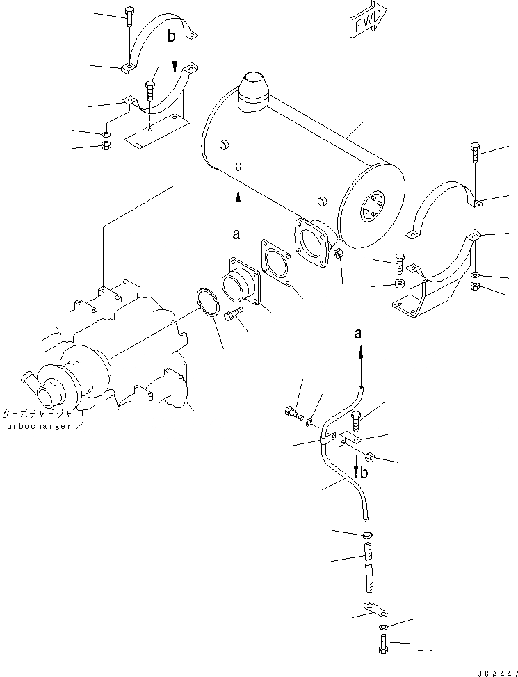 Схема запчастей Komatsu S6D125-1AJ-TN - ГЛУШИТЕЛЬ (CATALYZER ТИП)(№88-) ДВИГАТЕЛЬ