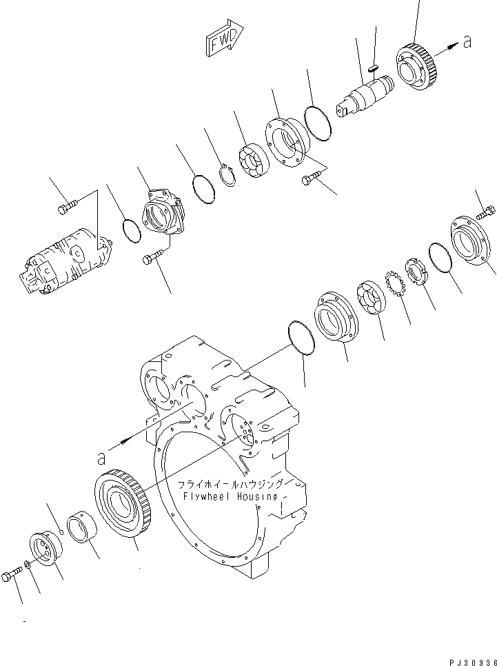 Схема запчастей Komatsu S6D125-1R - МЕХ-М ОТБОРА МОЩНОСТИ (/) БЛОК ЦИЛИНДРОВ