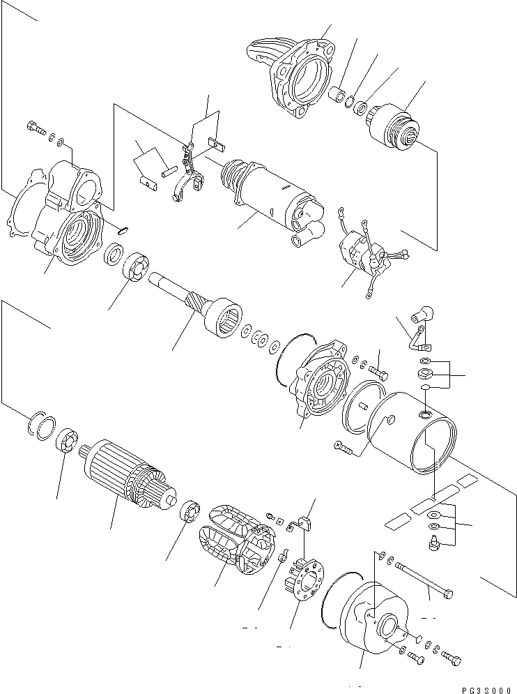 Схема запчастей Komatsu S6D125-1D - СТАРТЕР (7.KW)(№87-) ЭЛЕКТРИКА