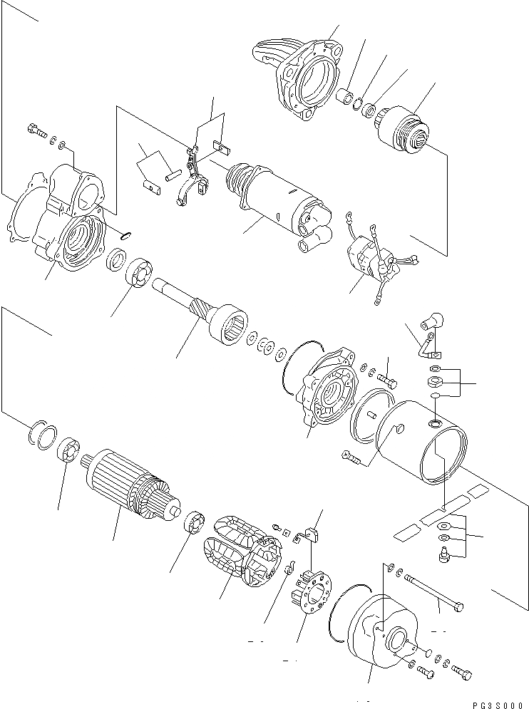 Схема запчастей Komatsu S6D125-1D-AR - СТАРТЕР (7.KW)(№87-) ЭЛЕКТРИКА