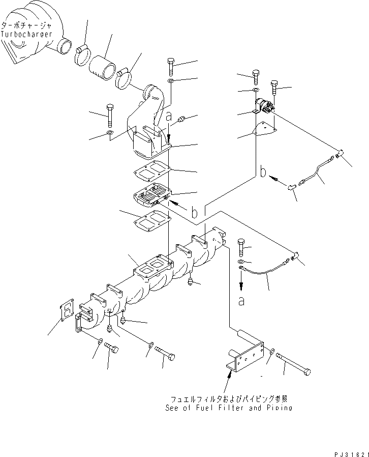 Схема запчастей Komatsu S6D125-1QQ - ТРУБОПРОВОД ВПУСКА ВОЗДУХА И СОЕДИН-Е ГОЛОВКА ЦИЛИНДРОВ