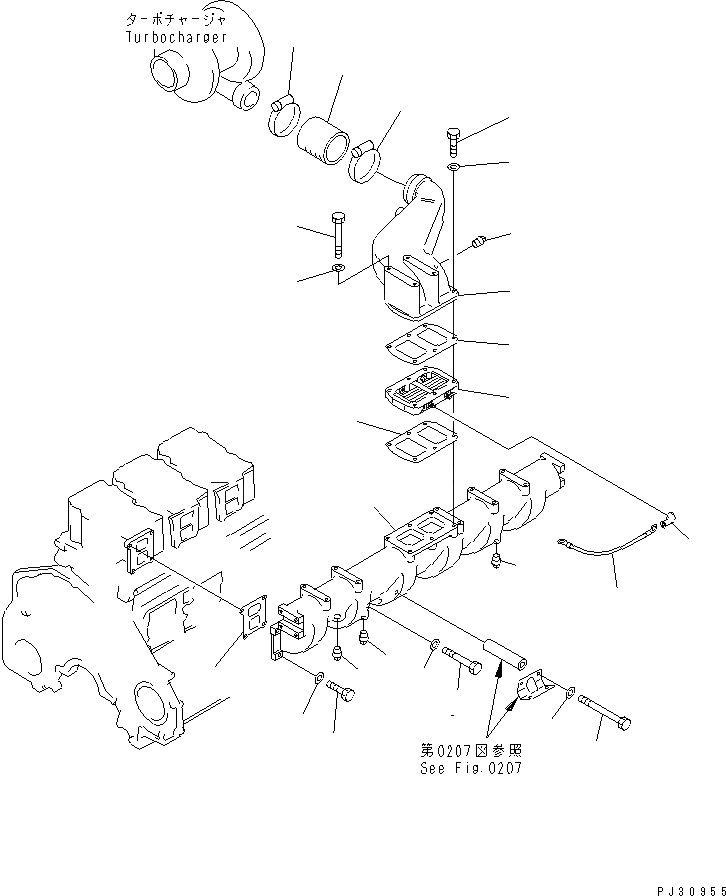 Схема запчастей Komatsu S6D125-1EE - ТРУБОПРОВОД ВПУСКА ВОЗДУХА ГОЛОВКА ЦИЛИНДРОВ