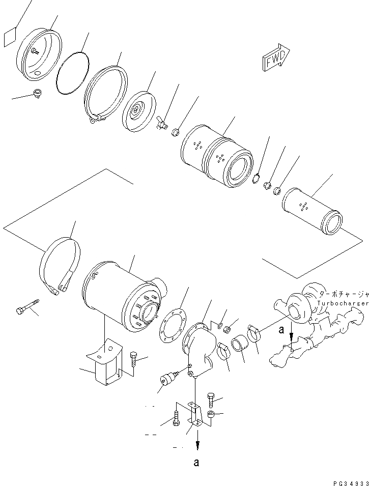 Схема запчастей Komatsu S6D125-1EE - ВОЗДУХООЧИСТИТЕЛЬ И СОЕДИН-Е ГОЛОВКА ЦИЛИНДРОВ