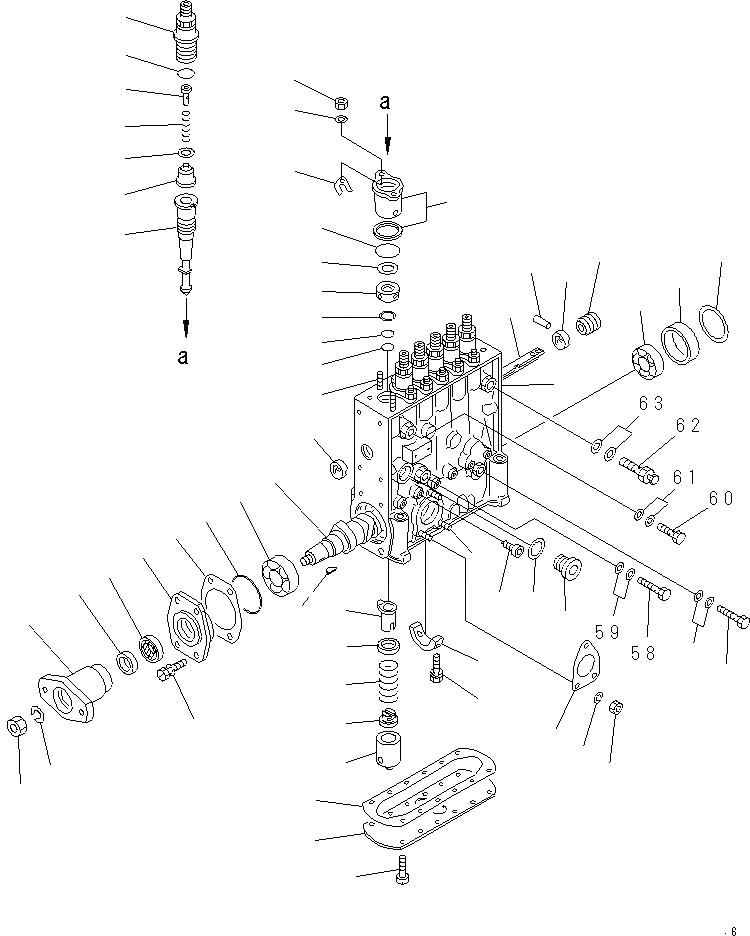 Схема запчастей Komatsu S6D125-1X - ТОПЛ. НАСОС (НАСОС) ТОПЛИВН. СИСТЕМА