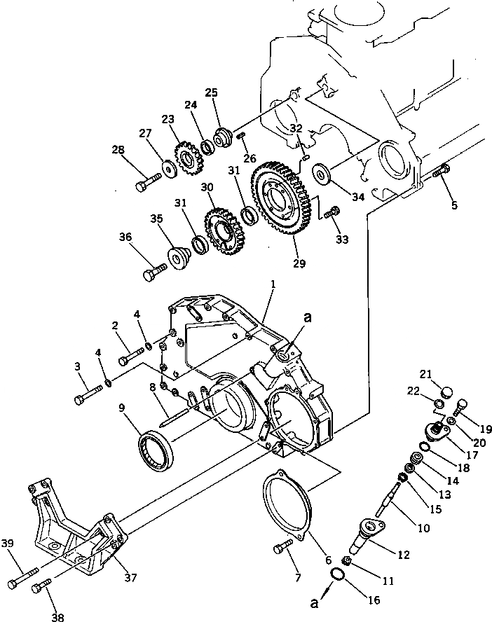 Схема запчастей Komatsu S6D125-1Y-B - ПЕРЕДН. КРЫШКАAND ПЕРЕДН. СУППОРТ БЛОК ЦИЛИНДРОВ