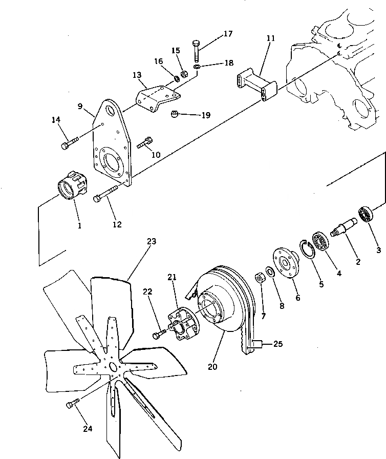 Схема запчастей Komatsu S6D125-1Y-B - ВЕНТИЛЯТОР ОХЛАЖДЕНИЯ И КРЕПЛЕНИЕ СИСТЕМА ОХЛАЖДЕНИЯ