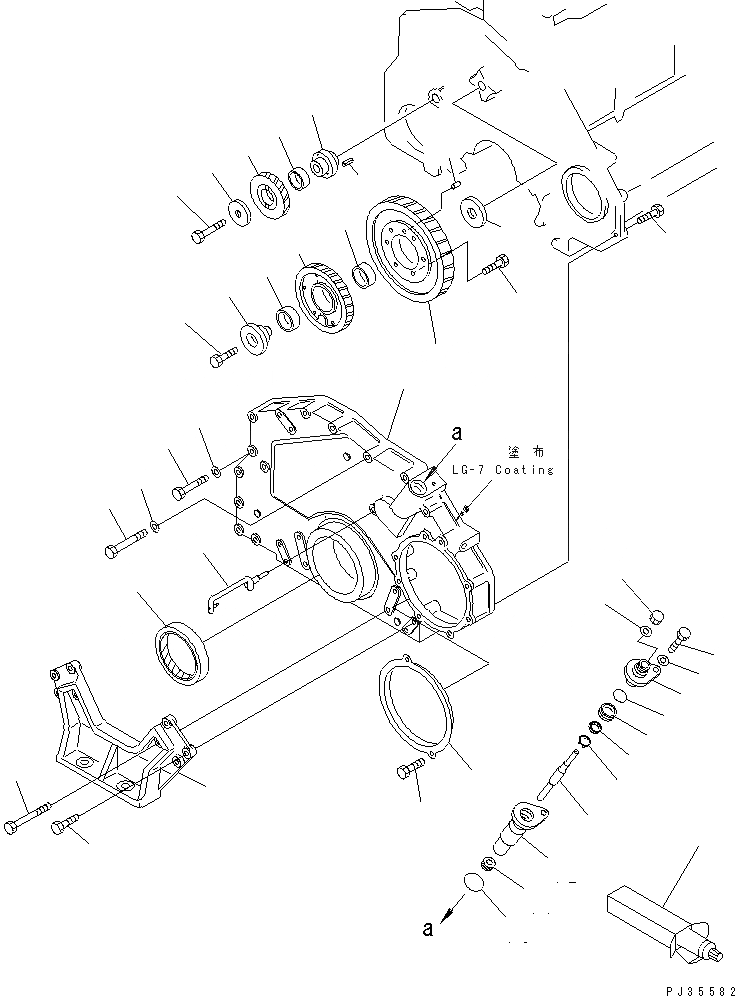 Схема запчастей Komatsu S6D125-1PP-B - ПЕРЕДН. КРЫШКАAND ПЕРЕДН. СУППОРТ БЛОК ЦИЛИНДРОВ