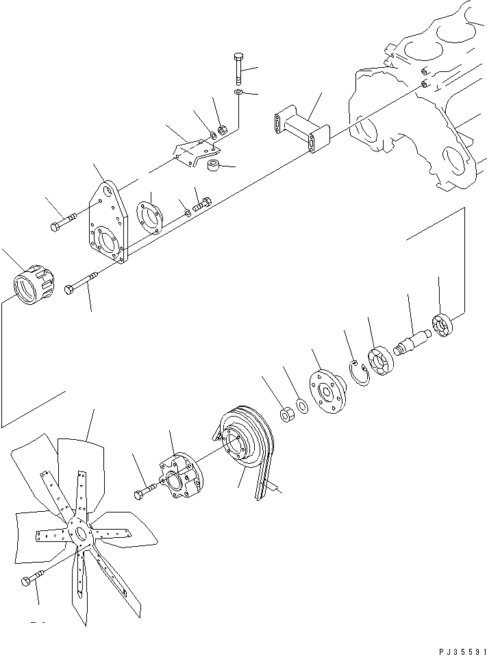 Схема запчастей Komatsu S6D125-1PP-B - ВЕНТИЛЯТОР ОХЛАЖДЕНИЯ И КРЕПЛЕНИЕ СИСТЕМА ОХЛАЖДЕНИЯ