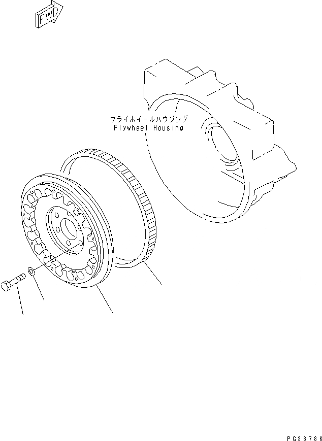 Схема запчастей Komatsu S6D125-1AH - МАХОВИК(№78-) ДВИГАТЕЛЬ