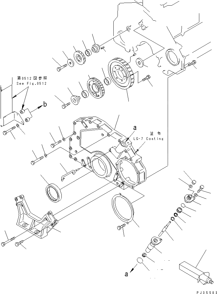 Схема запчастей Komatsu S6D125-1QQ - ПЕРЕДН. КРЫШКАAND ПЕРЕДН. СУППОРТ БЛОК ЦИЛИНДРОВ