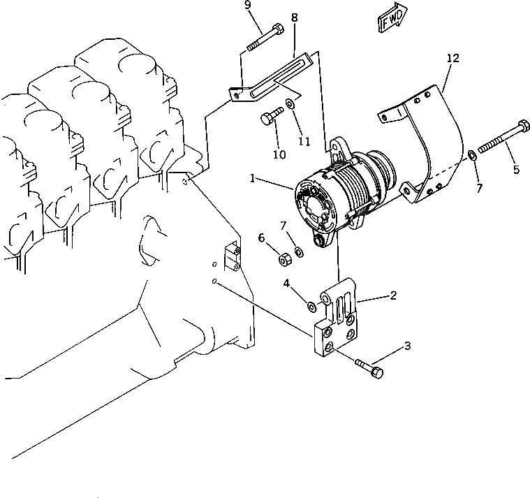 Схема запчастей Komatsu S6D125-1QQ - ГЕНЕРАТОР И КРЕПЛЕНИЕ ЭЛЕКТРИКА