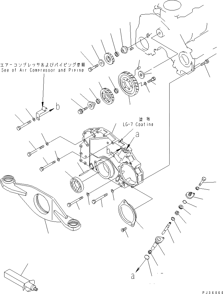 Схема запчастей Komatsu S6D125-1TT - ПЕРЕДН. КРЫШКАAND ПЕРЕДН. СУППОРТ(№9-) БЛОК ЦИЛИНДРОВ