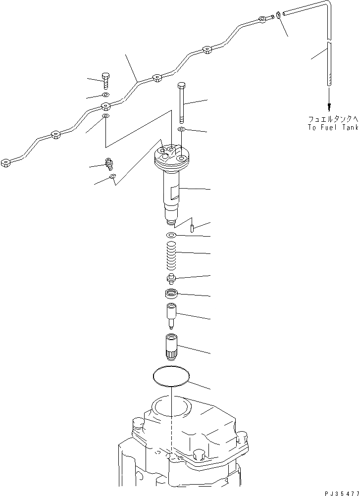 Схема запчастей Komatsu S6D125-1Z - ТОПЛИВН. ФОРСУНКА И СЛИВН. ТРУБКА ТОПЛИВН. СИСТЕМА