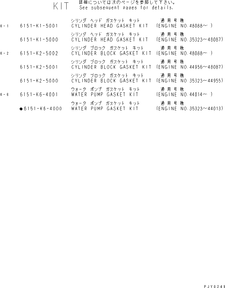 Схема запчастей Komatsu S6D125-1VV - КОМПЛЕКТ ПРОКЛАДОК КОМПЛЕКТ