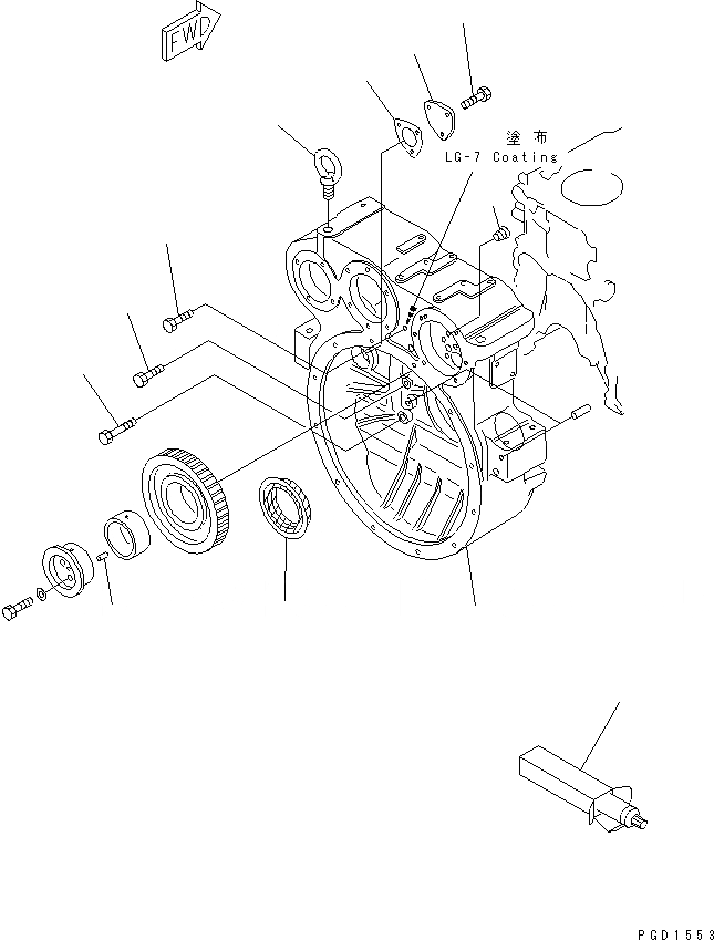 Схема запчастей Komatsu S6D125E-2K-6 - КАРТЕР МАХОВИКА(№-) ДВИГАТЕЛЬ