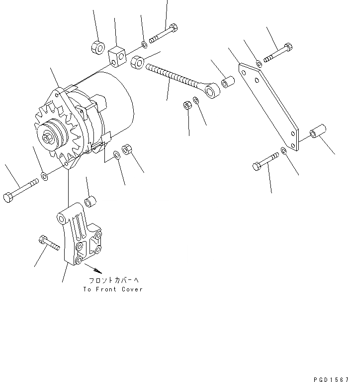 Схема запчастей Komatsu S6D125E-2K-6 - КРЕПЛЕНИЕ ГЕНЕРАТОРА (9A)(№-) ДВИГАТЕЛЬ