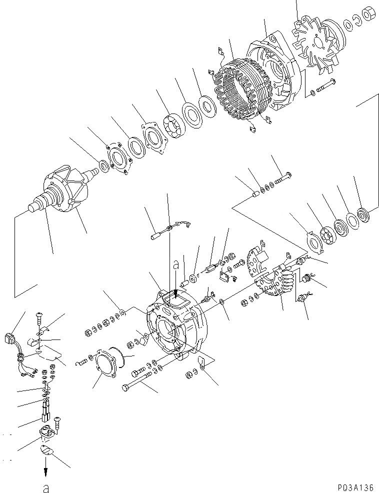 Схема запчастей Komatsu S6D125E-2K-6 - ALTERNATER (9A) (ВНУТР. ЧАСТИ)(№-799) ДВИГАТЕЛЬ