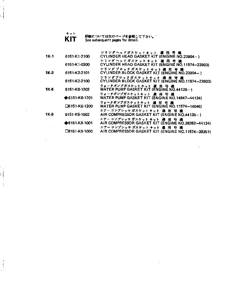 Схема запчастей Komatsu S6D125-1M - КОМПЛЕКТ ПРОКЛАДОК ДВИГАТЕЛЬ КОМПЛЕКТ