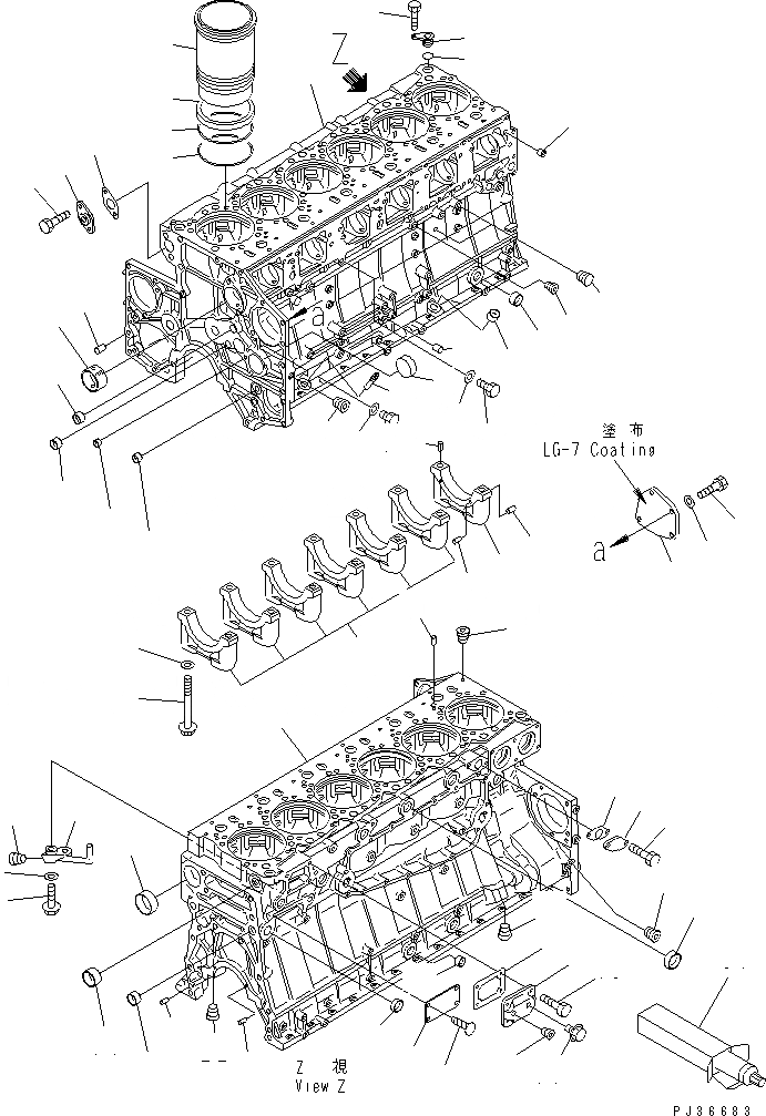 Схема запчастей Komatsu S6D140-1U - БЛОК ЦИЛИНДРОВ БЛОК ЦИЛИНДРОВ