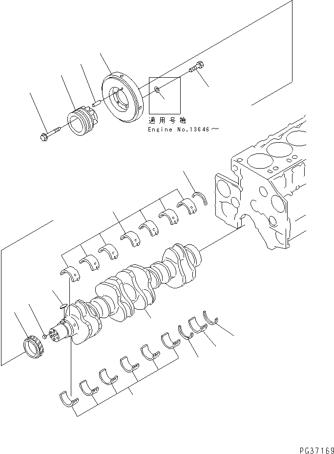 Схема запчастей Komatsu S6D140-1A - КОЛЕНВАЛ БЛОК ЦИЛИНДРОВ