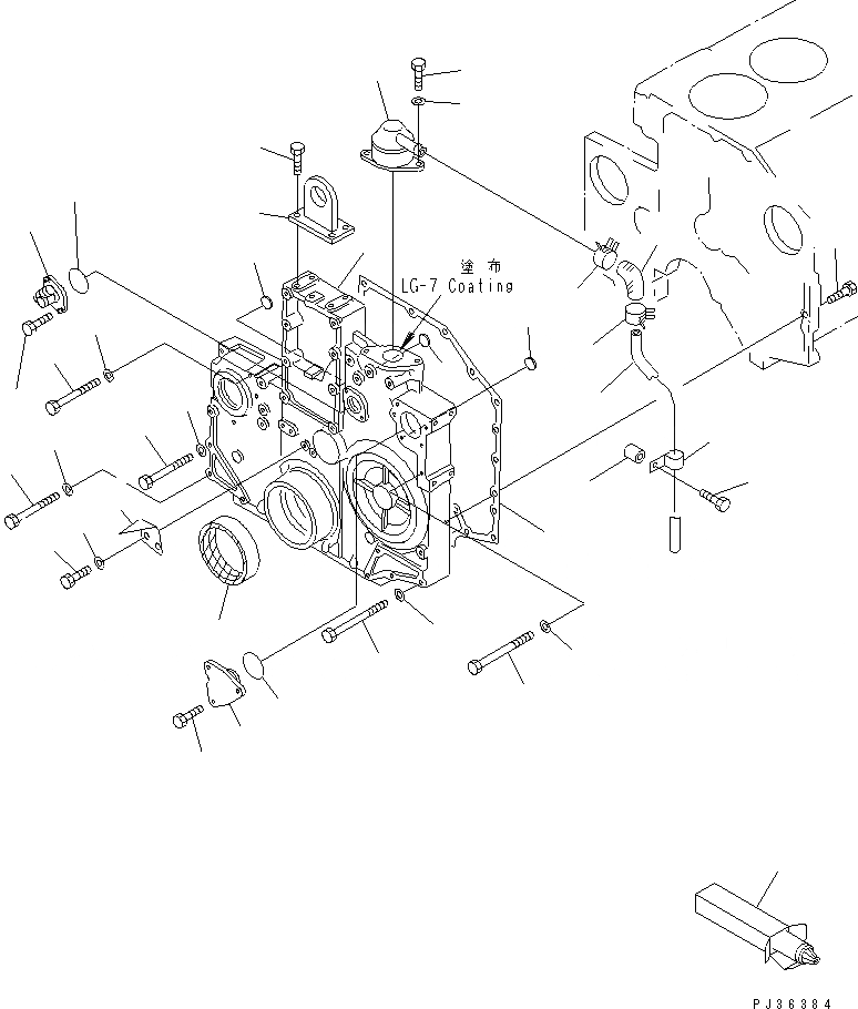 Схема запчастей Komatsu S6D140-1L - ПЕРЕДН. COVER(№-) БЛОК ЦИЛИНДРОВ