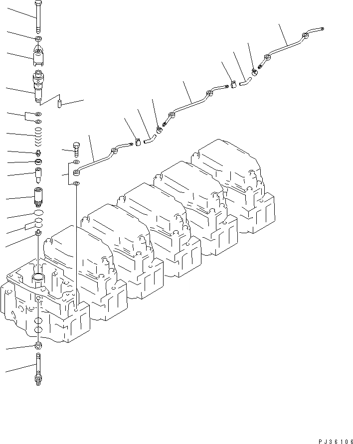 Схема запчастей Komatsu S6D140-1L - ТОПЛИВН. ФОРСУНКА И СЛИВНАЯ ТРУБКА ТОПЛИВН. СИСТЕМА