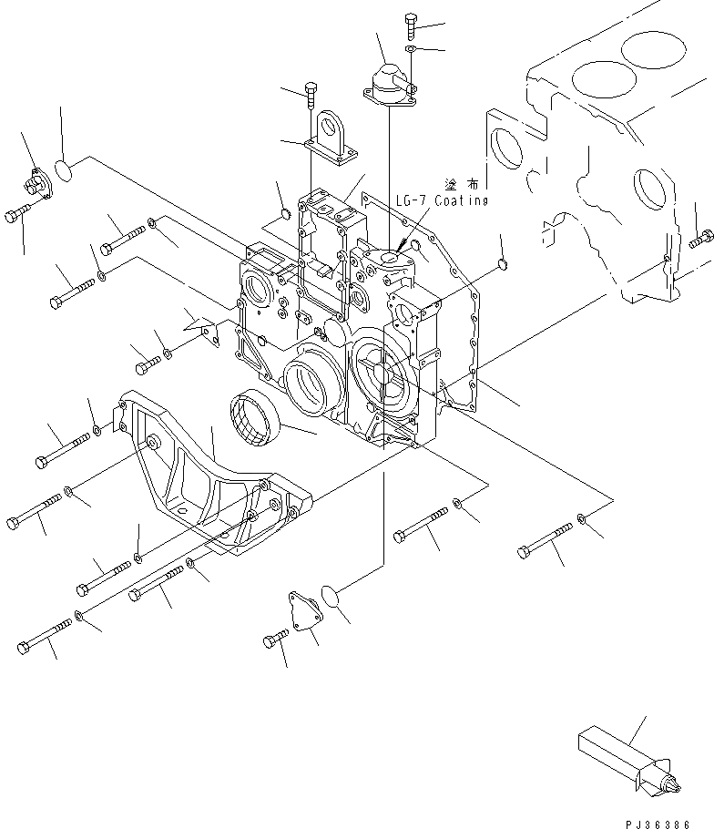 Схема запчастей Komatsu S6D140-1M - ПЕРЕДН. COVER БЛОК ЦИЛИНДРОВ