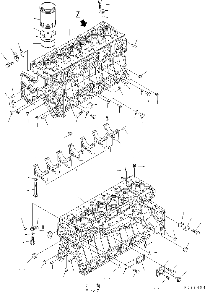 Схема запчастей Komatsu S6D140-1B-80 - БЛОК ЦИЛИНДРОВ(№77-) БЛОК ЦИЛИНДРОВ