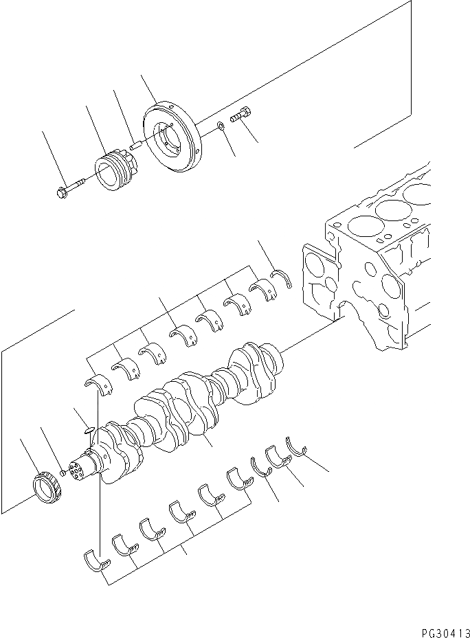 Схема запчастей Komatsu S6D140-1B-80 - КОЛЕНВАЛ БЛОК ЦИЛИНДРОВ