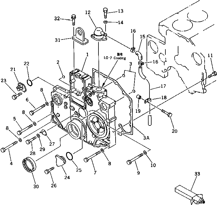 Схема запчастей Komatsu S6D140-1L - ПЕРЕДН. COVER(№-) БЛОК ЦИЛИНДРОВ