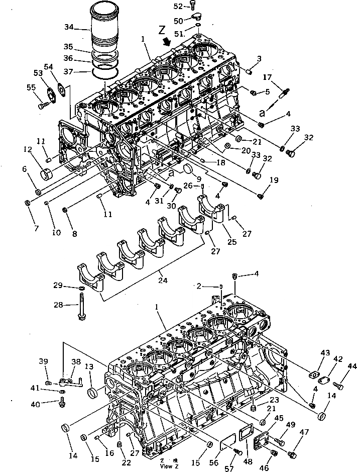 Схема запчастей Komatsu S6D140-1G - БЛОК ЦИЛИНДРОВ(№7-) БЛОК ЦИЛИНДРОВ