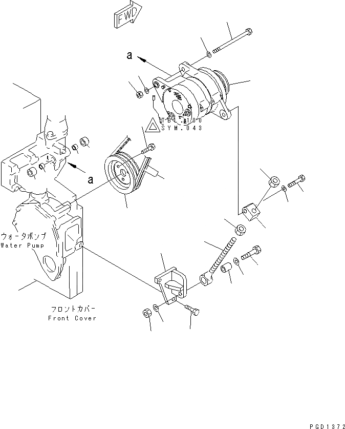 Схема запчастей Komatsu S6D140E-2A-6 - КРЕПЛЕНИЕ ГЕНЕРАТОРА (A) (С ЗАКАЛЕННЫМ ШКИВОМ)(№778-) ДВИГАТЕЛЬ