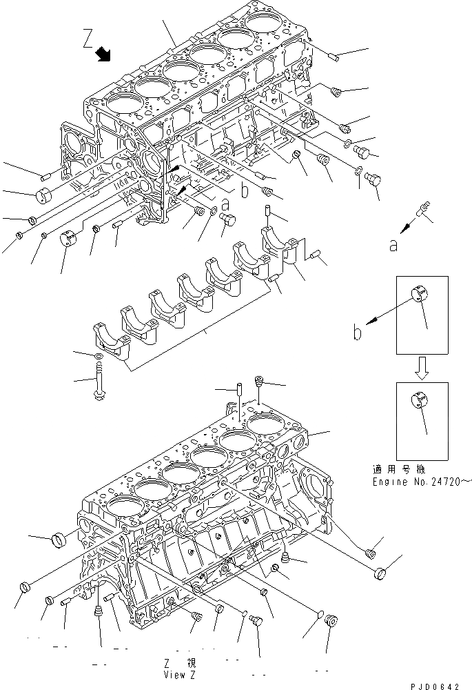 Схема запчастей Komatsu S6D140E-2B-6 - БЛОК ЦИЛИНДРОВ (/)(№-78) ДВИГАТЕЛЬ