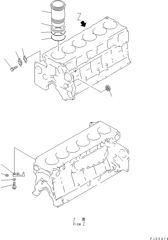 Схема запчастей Komatsu S6D140E-2B-6 - БЛОК ЦИЛИНДРОВ (/)(№79-9) ДВИГАТЕЛЬ