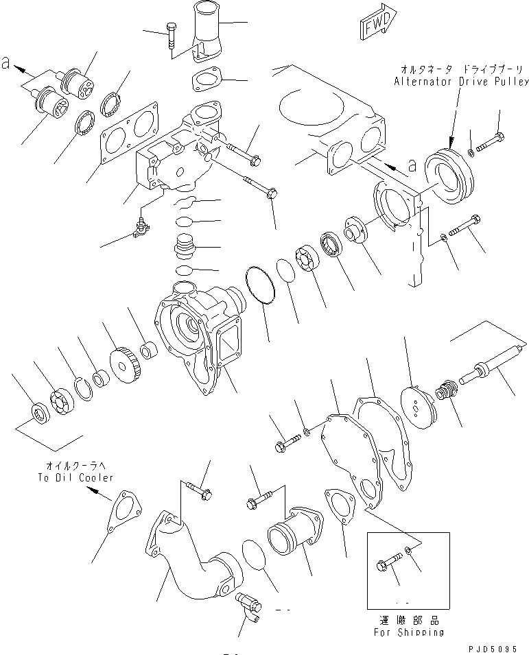 Схема запчастей Komatsu S6D140E-2B-6 - ВОДЯНАЯ ПОМПА(№7-) ДВИГАТЕЛЬ