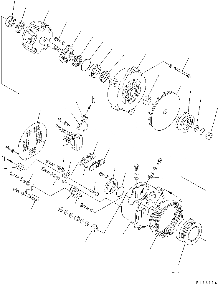 Схема запчастей Komatsu S6D140-1W-F - ГЕНЕРАТОР (A) (С НЕ ЗАКАЛЕНН. ШКИВ) (ВНУТР. ЧАСТИ)(№7-89) ДВИГАТЕЛЬ