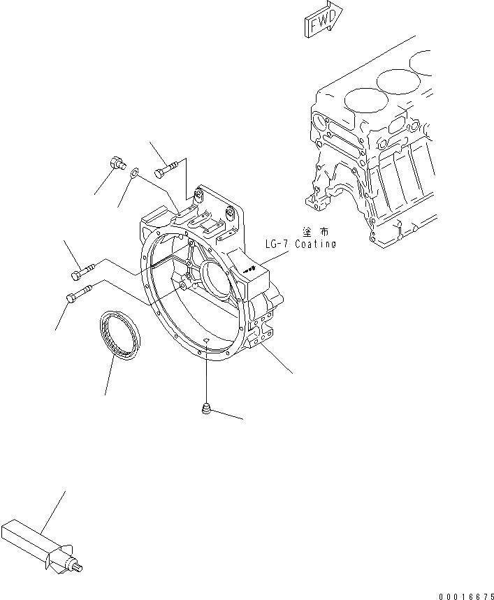 Схема запчастей Komatsu S6D140-1X-F - КАРТЕР МАХОВИКА(№9-) ДВИГАТЕЛЬ