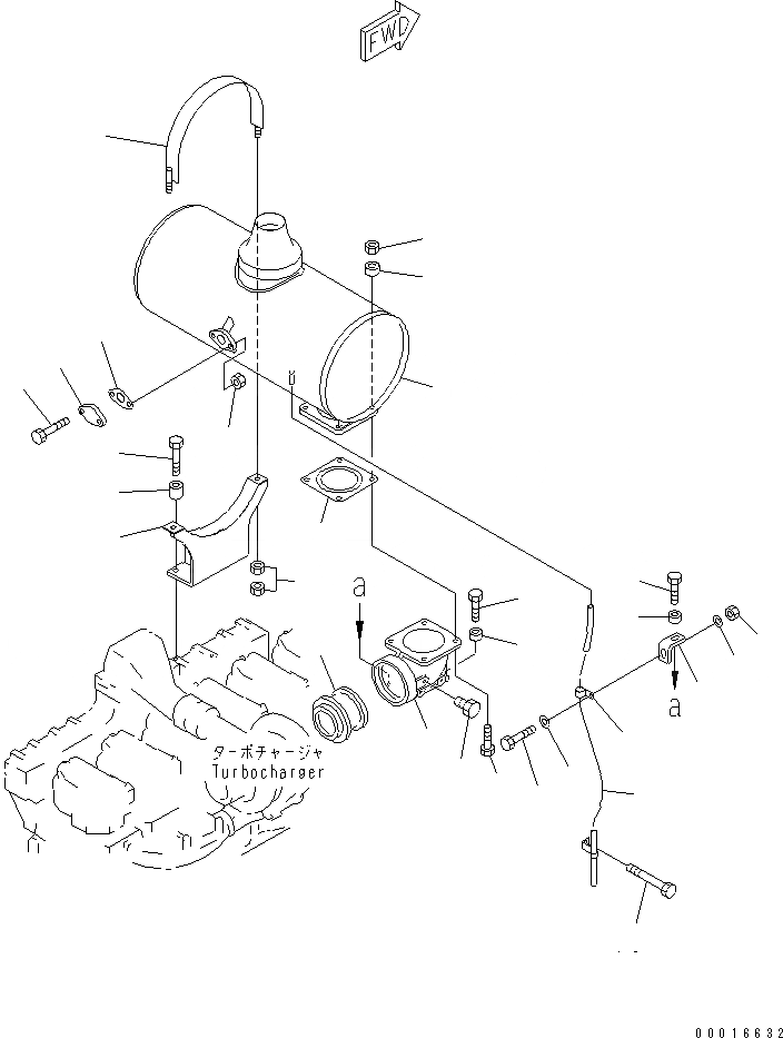 Схема запчастей Komatsu S6D140-1G-F - ГЛУШИТЕЛЬ(№89-) ДВИГАТЕЛЬ
