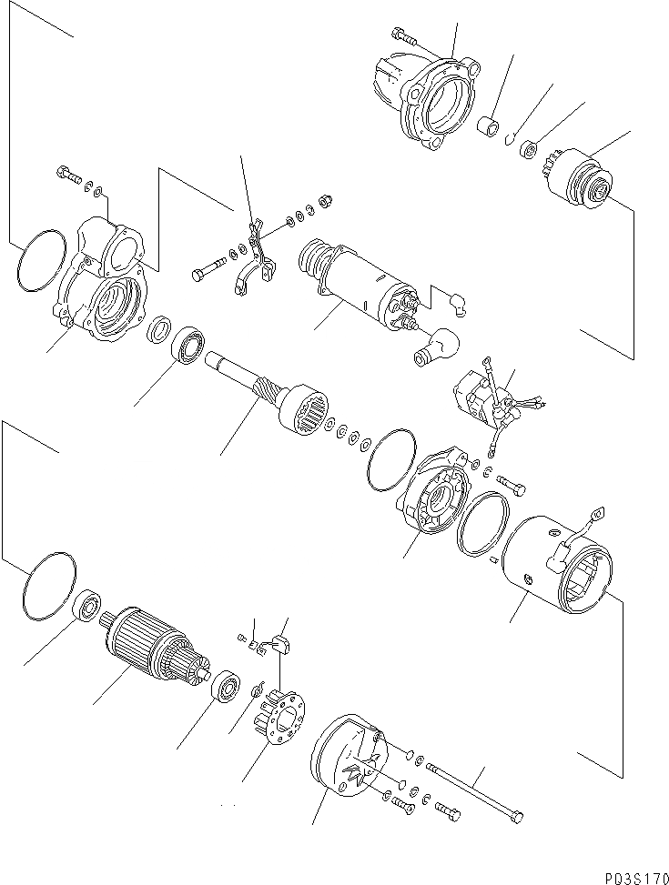 Схема запчастей Komatsu S6D140-1G-F - СТАРТЕР (7.KW) (INJURY FROM SALT МЕСТН. СПЕЦ-Я.) (ВНУТР. ЧАСТИ)(№9-) ДВИГАТЕЛЬ