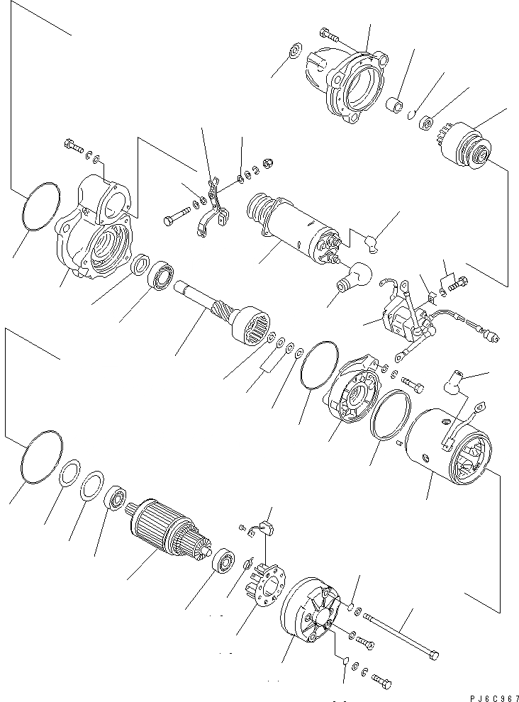 Схема запчастей Komatsu S6D140E-2D-6 - СТАРТЕР (KW) (ВНУТР. ЧАСТИ)(№87-) ДВИГАТЕЛЬ