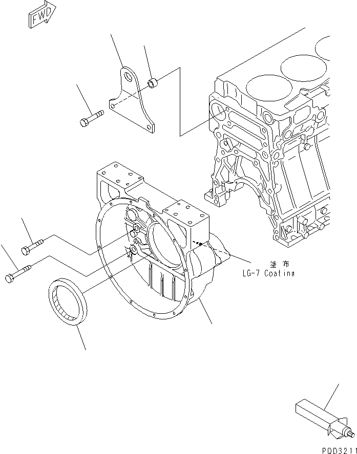 Схема запчастей Komatsu S6D140E-2C-6 - КАРТЕР МАХОВИКА(№-) ДВИГАТЕЛЬ