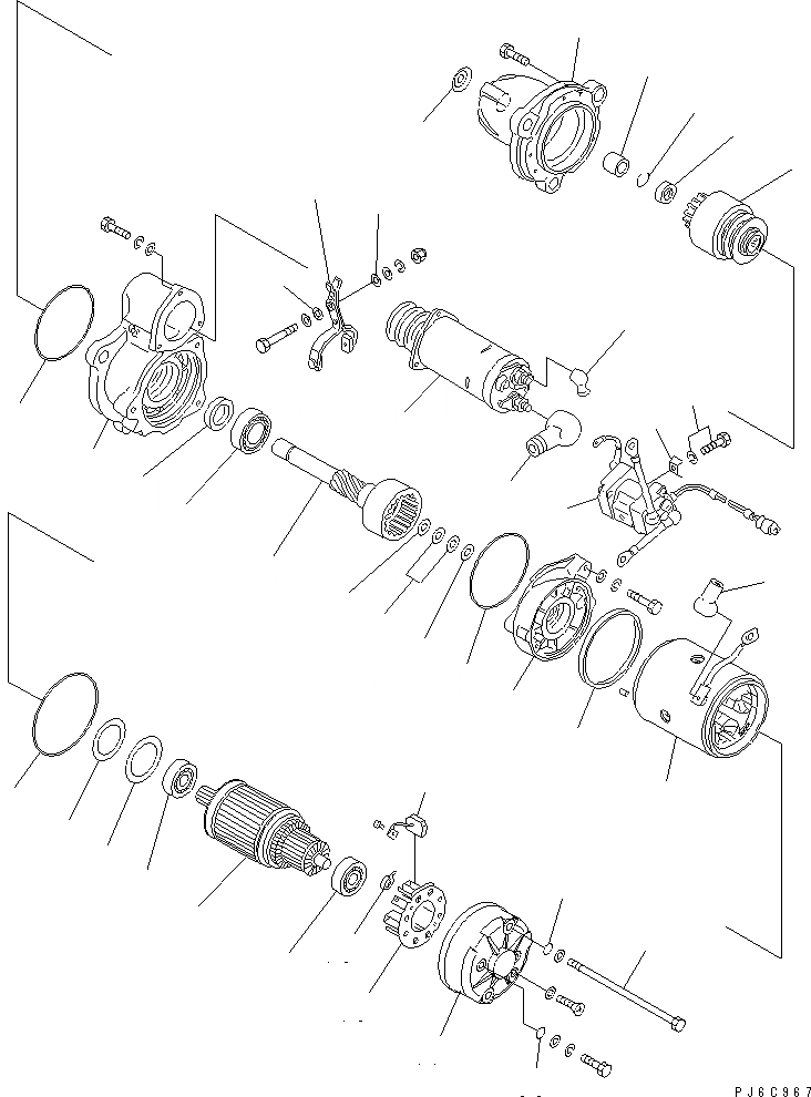 Схема запчастей Komatsu S6D140E-2C-6 - СТАРТЕР (KW) (ВНУТР. ЧАСТИ)(№87-) ДВИГАТЕЛЬ