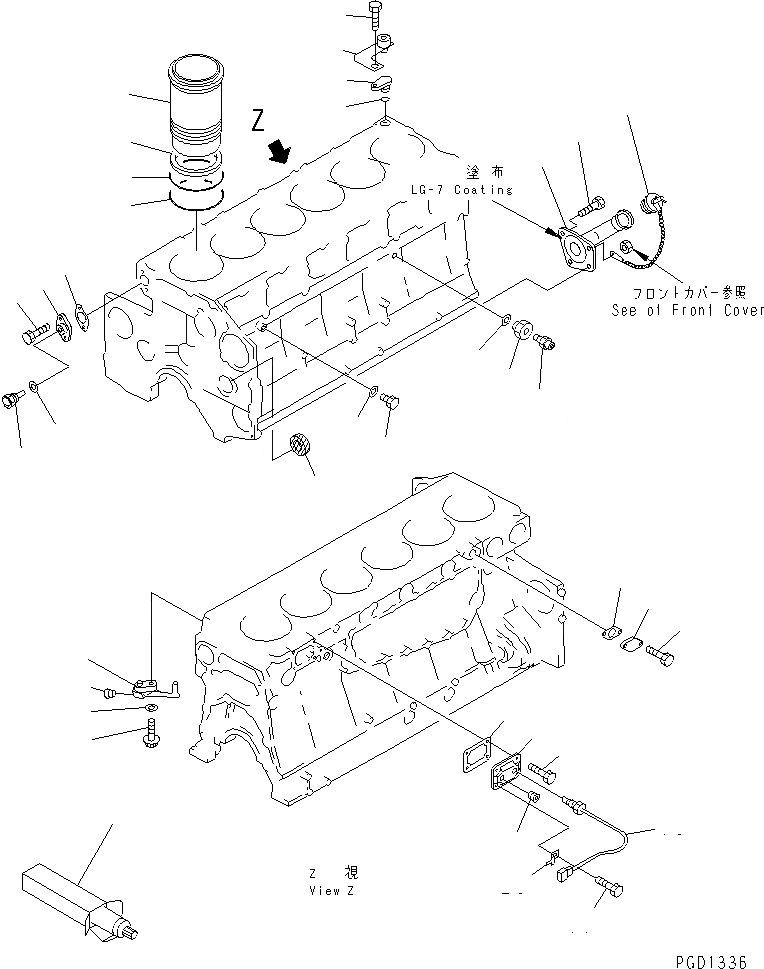 Схема запчастей Komatsu S6D140E-2A-6 - БЛОК ЦИЛИНДРОВ (/)(№7-8) ДВИГАТЕЛЬ