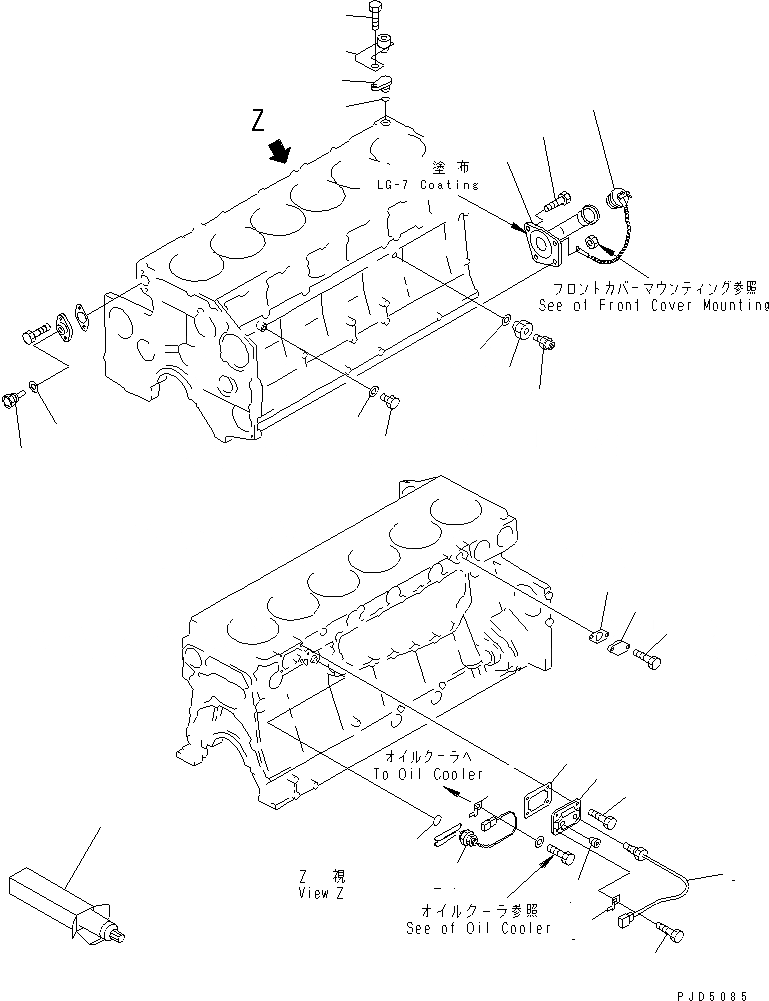 Схема запчастей Komatsu S6D140E-2A-6 - БЛОК ЦИЛИНДРОВ КРЕПЛЕНИЕ (С ОБОГРЕВАТЕЛЕМ БЛОКА)(№9-) ДВИГАТЕЛЬ